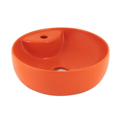 SOLE GLOSSY DARK ORANGE COUNTERTOP WASHBASIN WITH TAP HOLE