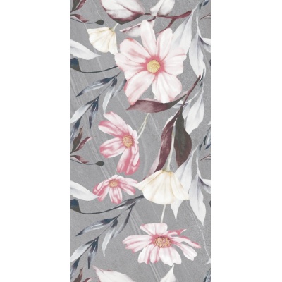 60*120 LECCE FLORAL MOTIF KOYU GRİ