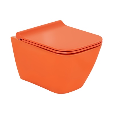 SATURN RIM-OUT WALL HUNG WC PAN GLOSSY DARK ORANGE BIDET FUNCTION