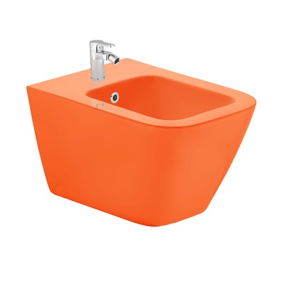 SATURN GLOSSY DARK ORANGE WALL HUNG BIDET