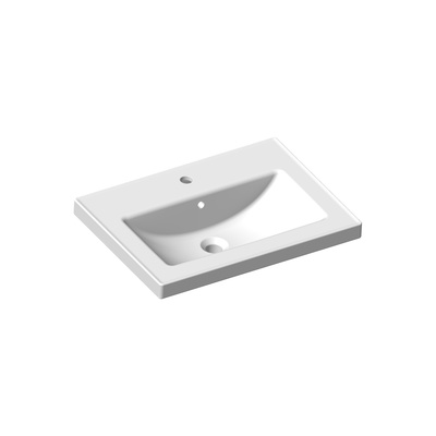 LUNA WASHBASIN EDGED SHELF MATT WHITE 65 CM